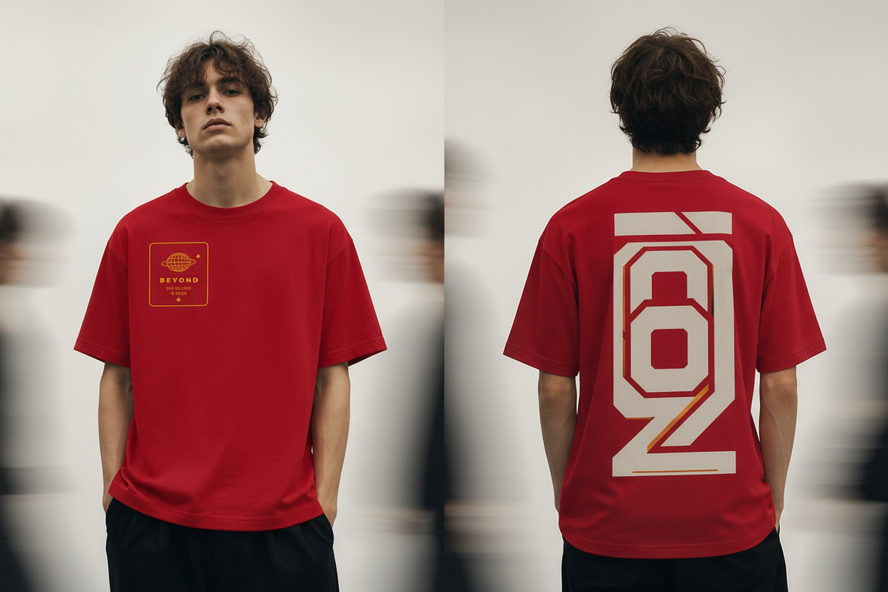 ICON Red T-Shirt - Ön ve Arka Görünüm